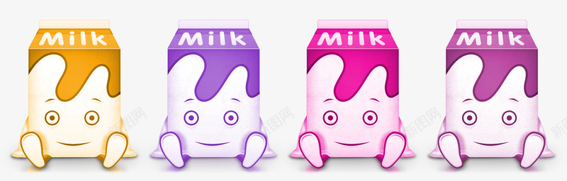 4款牛奶盒图标图标