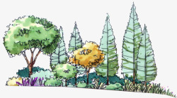 环境创意合成漫画手绘森林素材
