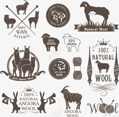 草食性动物羊标识矢量图图标图标
