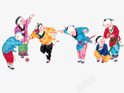 多彩中国风小孩装饰图案素材