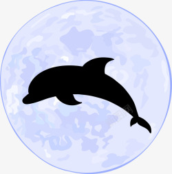 月光下的海豚剪影素材