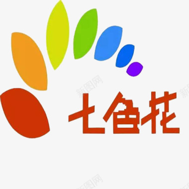 矢量和风花朵七色花logo图标图标