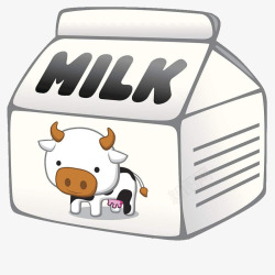 紫色卡通牛奶盒可爱卡通牛奶盒手绘高清图片
