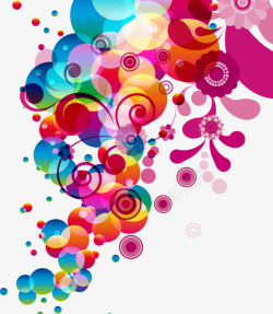 抽象彩色花边花朵圆球图案矢量图素材
