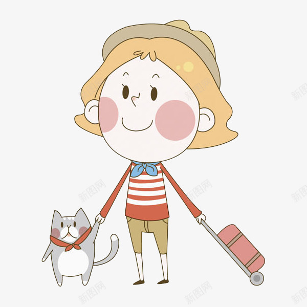 拉着行李箱旅行的女孩png免抠素材_88icon https://88icon.com 卡通 可爱的 女人 宠物 手拉手 旅行 旅行箱 漂亮的 红领巾