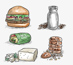 汉堡包水彩水彩餐饮食物高清图片