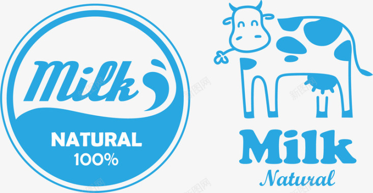 蓝色的milk牛奶图标蓝色矢量图图标