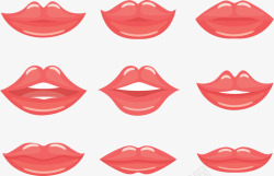 嘴型素材西瓜红嘴唇口型嘴型矢量图高清图片