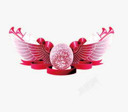 粉色圆球翅膀装饰素材