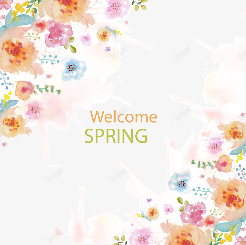 欢迎春天花朵装饰png免抠素材_88icon https://88icon.com spring welcome 多彩花朵 欢迎春天 水彩 花朵装饰