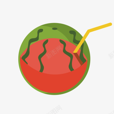 红色西瓜饮品店logo图标矢量图图标