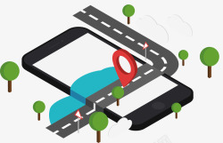 创意手机GPS导航插画素材
