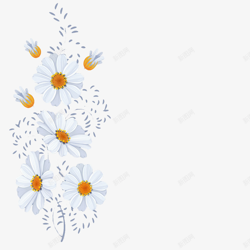 卡通菊花边框png免抠素材_88icon https://88icon.com PNG 卡通菊花 杭白菊 白菊花 菊花