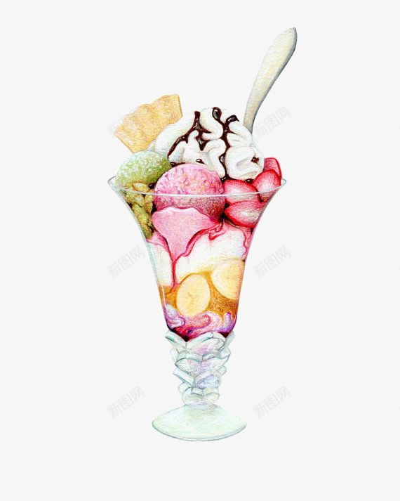 杯装冰淇淋png免抠素材_88icon https://88icon.com 冰淇淋 勺子 玻璃杯 食物