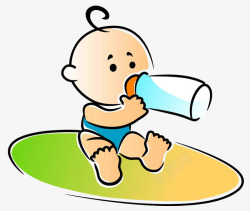 卡通小婴儿在喝奶素材