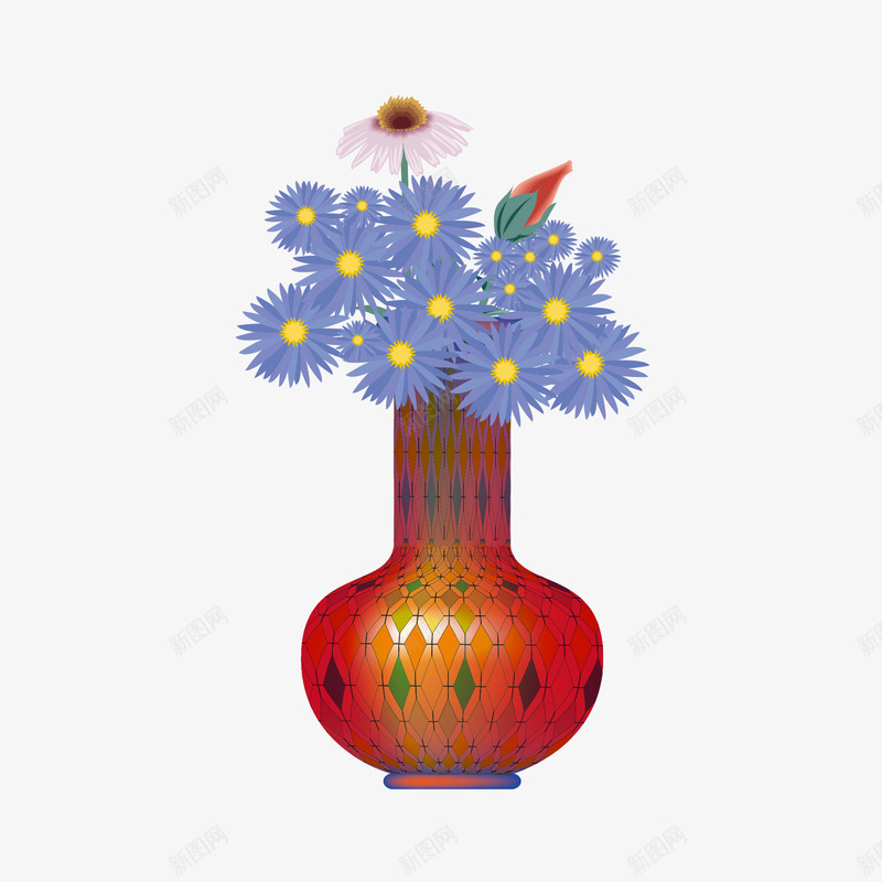 花瓶png免抠素材_88icon https://88icon.com 家居 容器 瓶子 瓷器 花朵 花瓶 菊花