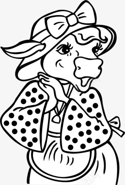 手绘动物卡通漂亮牛大姐矢量图图标图标