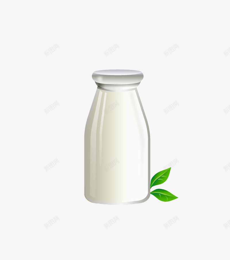 手绘白色牛奶png免抠素材_88icon https://88icon.com 叶子 杯装牛奶 牛奶 瓶子 白色 白色手绘 营养饮品 饮料