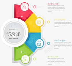 彩色扇形信息图表矢量图素材