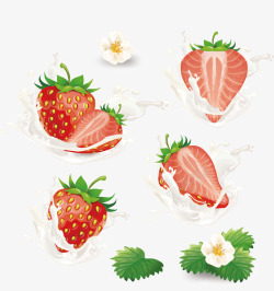 手绘草莓牛奶素材