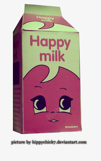 粉色happymilk牛奶盒png免抠素材_88icon https://88icon.com 牛奶盒 粉色 食品