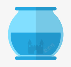 蓝色的透明玻璃鱼缸素材