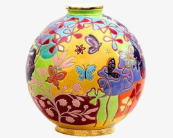 多彩花纹瓷瓶素材