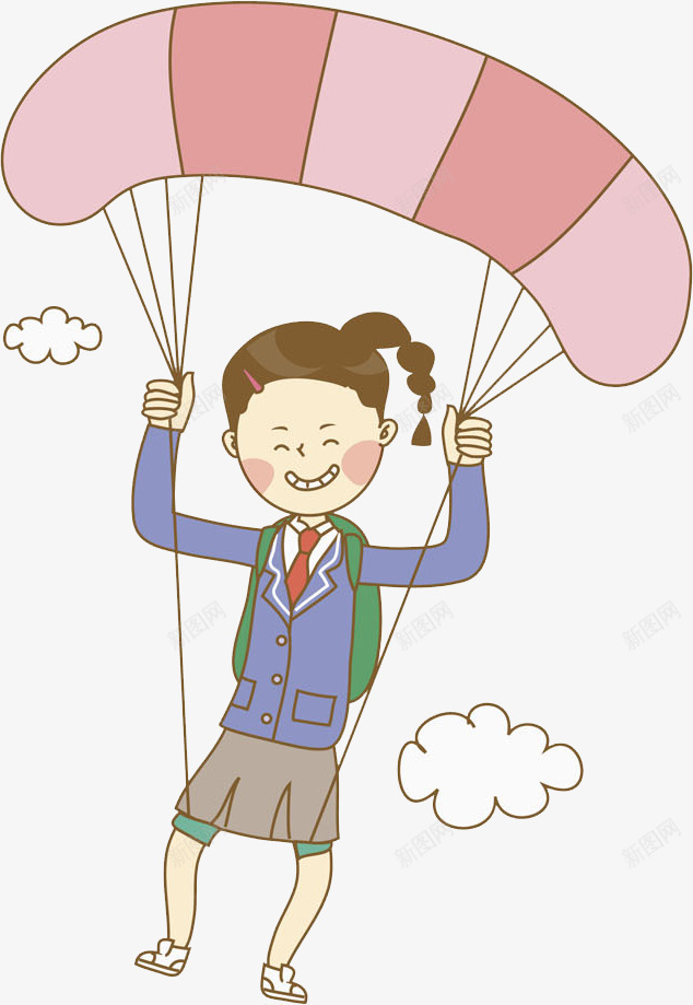 卡通降落伞上的女孩png免抠素材_88icon https://88icon.com 卡通 可爱的 插图 漂亮的 降落伞 高兴地