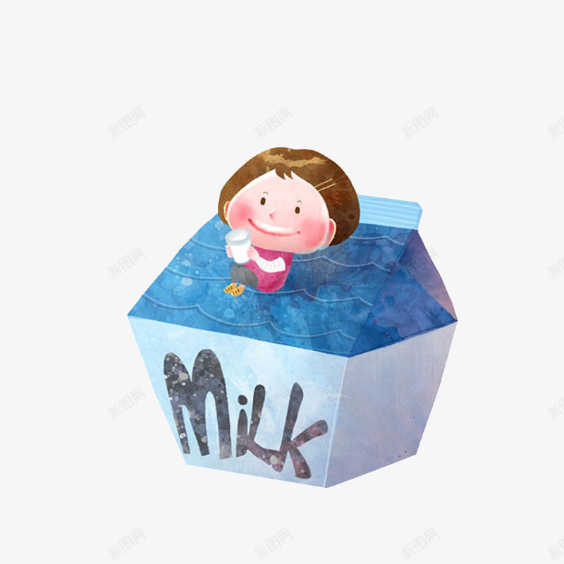 彩绘牛奶盒上喝牛奶的小女孩png免抠素材_88icon https://88icon.com 一盒牛奶 卡通小女孩 喝牛奶 彩绘 盒装牛奶