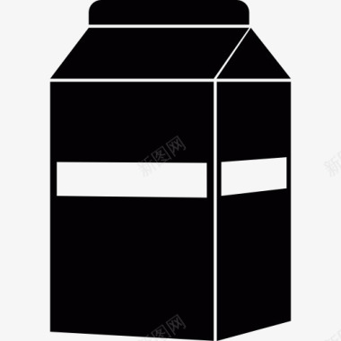 黑白剪纸牛奶盒图标图标