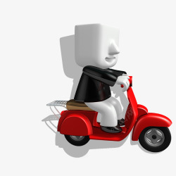 骑车的小人3D小人电子商素材