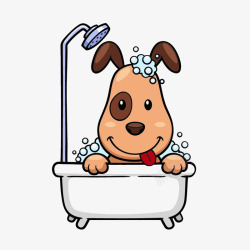 狗狗洗澡卡通洗澡的狗狗高清图片