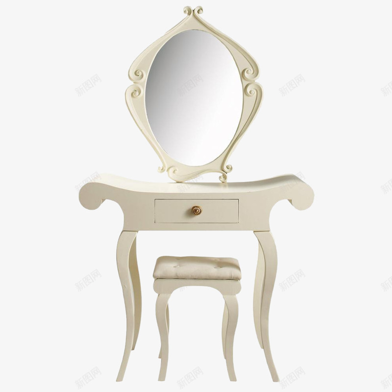 漂亮创意梳妆台png免抠素材_88icon https://88icon.com 抽屉 桌子 梳妆台 椅子 镜子