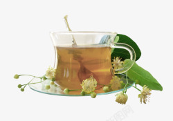 玻璃茶杯花朵装饰图案素材