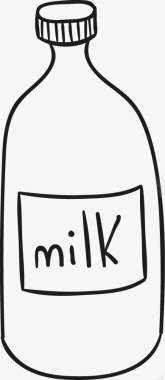 玻璃的瓶子卡通手绘牛奶瓶子矢量图图标图标