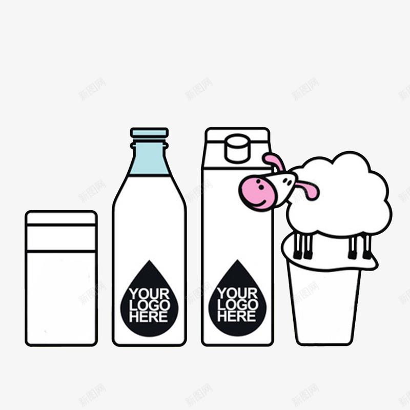 卡通瓶装牛奶盒装牛奶psd免抠素材_88icon https://88icon.com 一盒牛奶 卡通手绘 牛奶盒 牛奶盒设计 瓶装牛奶
