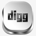 个性银色DIGG媒体LOGO图标图标