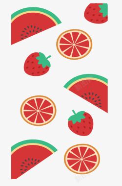 草莓西瓜水果花纹矢量图素材