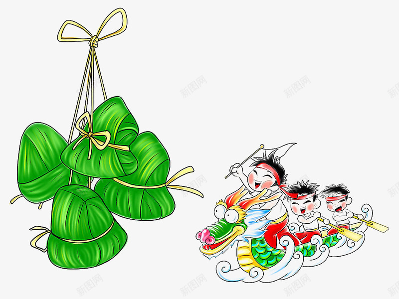 绿色粽子png免抠素材_88icon https://88icon.com 卡通 手绘 漫画 端午节 粽子 粽子节 绿色 赛龙舟