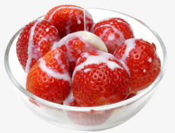 透明玻璃碗里的红色草莓果素材