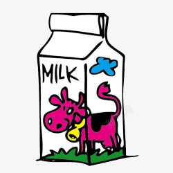彩色牛奶盒手绘素材