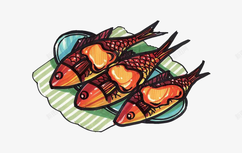 卡通美味烤鱼png免抠素材_88icon https://88icon.com 卡通食物 小吃 海鲜 烤鱼