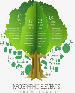 绿色纸片树木数据图表素材