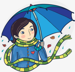 蓝色雨伞矢量图素材