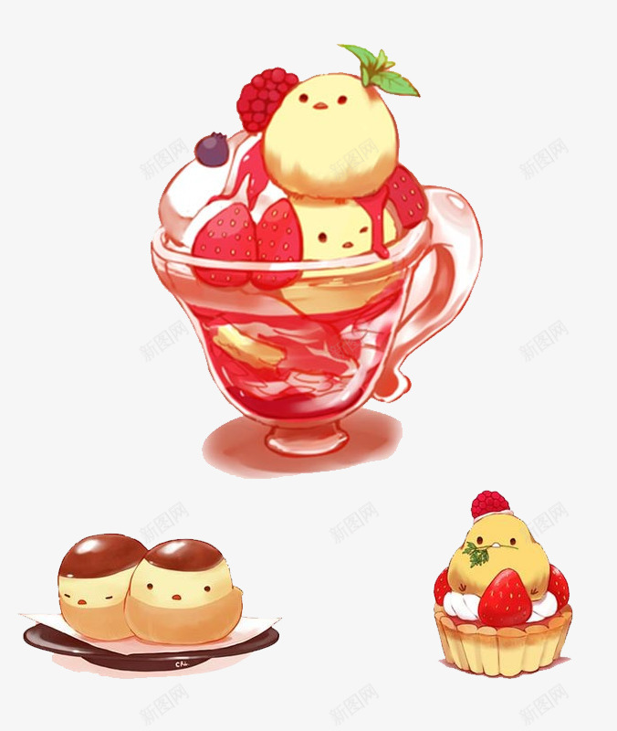 手绘可爱萌小鸡psd免抠素材_88icon https://88icon.com 可爱 小鸡食物 手绘 水彩 漫画