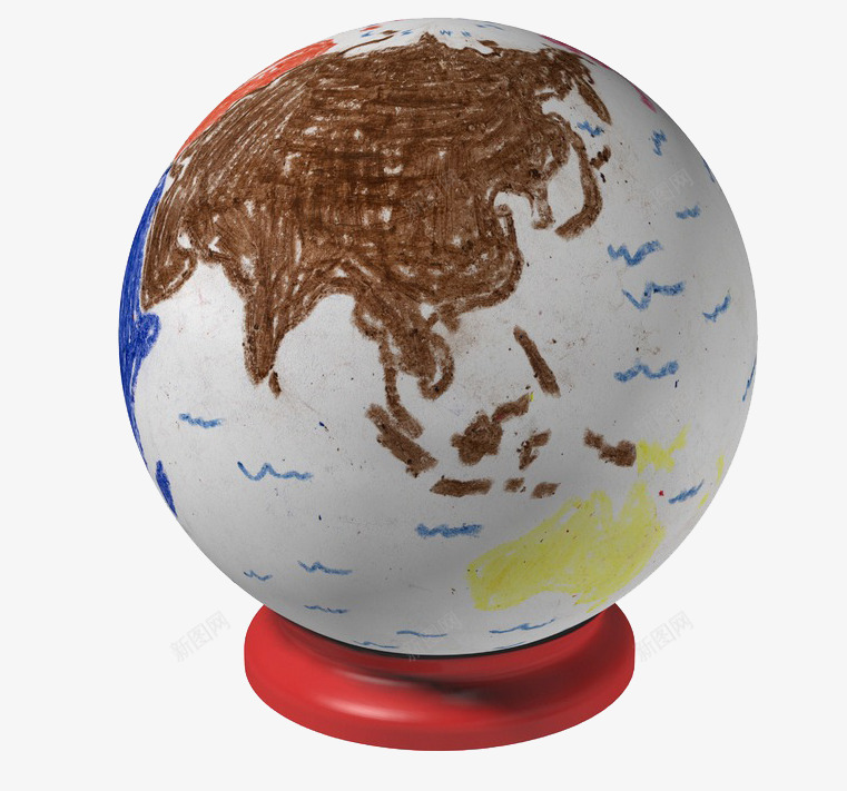 手绘陶瓷球图案png免抠素材_88icon https://88icon.com 圆球 球体上的图案 白色的球 红色的底盘