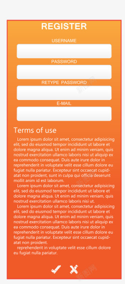 橙色用户注册页面登录导航矢量图素材
