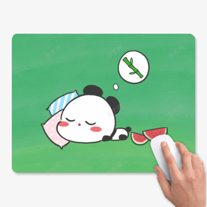 小熊猫鼠标垫png免抠素材_88icon https://88icon.com 可爱 熊猫鼠标垫 竹子 西瓜 鼠标 鼠标垫