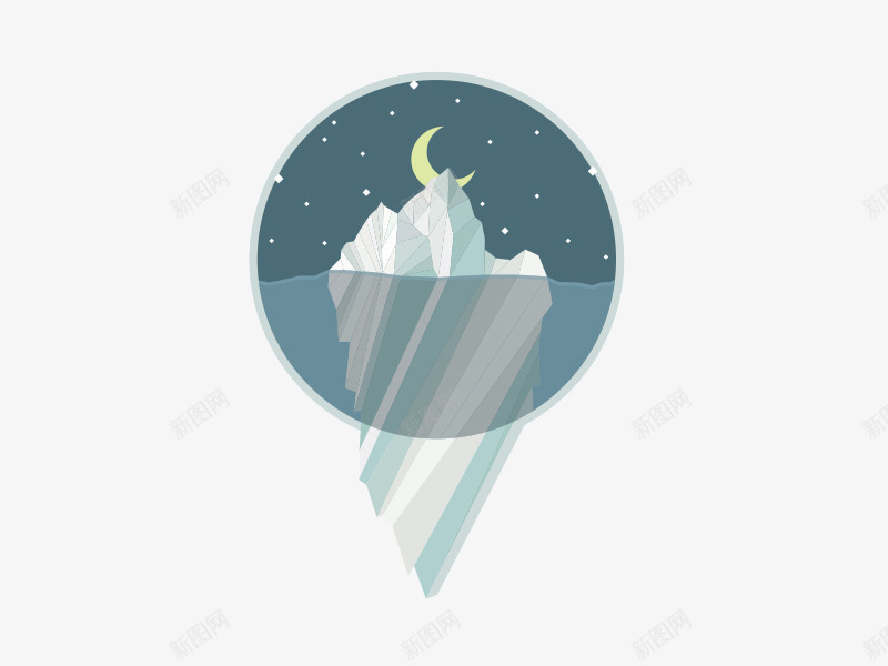 星空png免抠素材_88icon https://88icon.com 冰山 国外创意素材 月亮 模型 海水