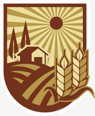 秋收季节稻田稻谷logo图标图标